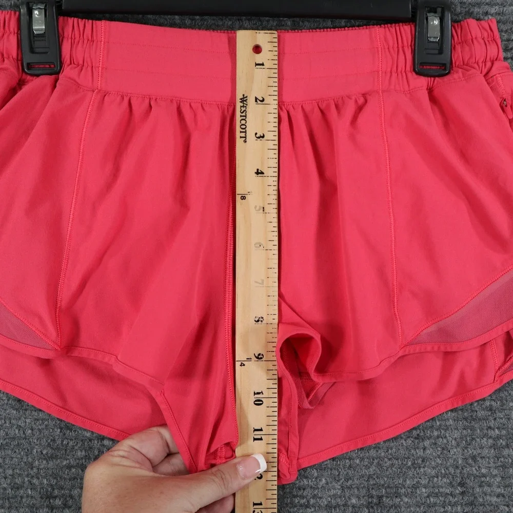 Lululemon Hotty Hot High-Rise Shorts Womens 10 Pink Mesh Trim Running Workout